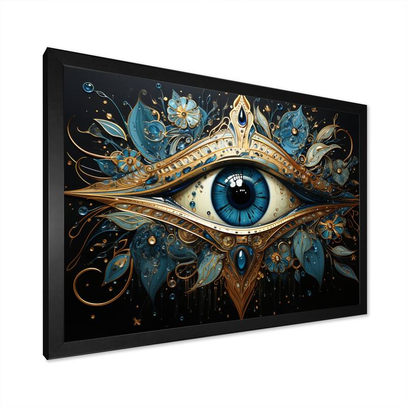 Designart "Judaism Hamsa Blessings Eye I" Spiritual Framed Canvas Wall